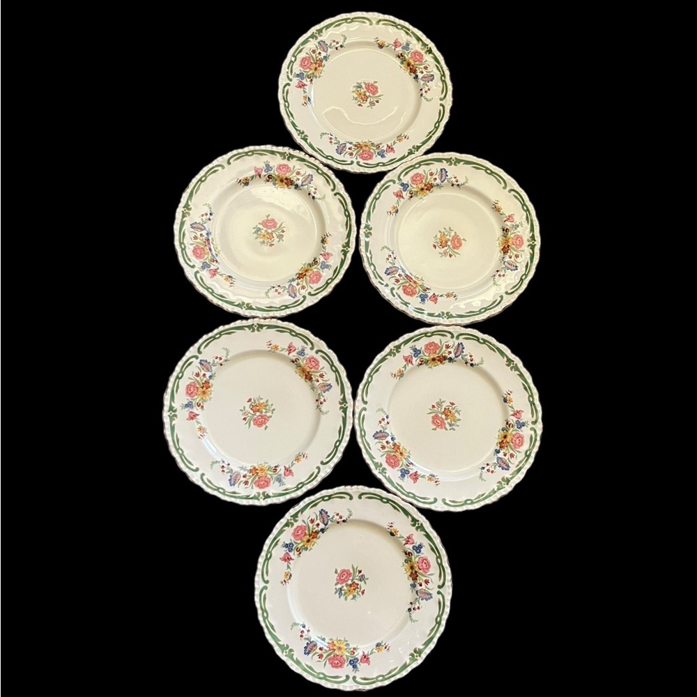Vintage Grindley England “The Elsa” Ivory Floral - Set of 6 Bread Plates